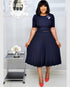 Plus Size Mother’s Pleated Dress | Round Neck, S–3XL