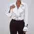 Women’s Ruffled Flare Sleeve Top – Solid Color Casual Shirt