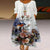 Floral Long Sleeve Polyester Dress | Irregular Hem, S–4XL