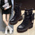 Women’s Platform Martin Boots – Padded, Height Boost, Mid-Calf