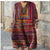Printed Plus Size Linen Dress - Long Sleeve Loose Fit (2XS-5XL)