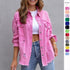 Women's Ripped Shirt Jacket – Casual Polyester Top, S to 2XL