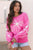 Bright Pink Sweater – Flower Bow Detail, Ribbed Trim, Casual Fit