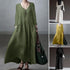 Fashion Long Sleeve V-Neck Cotton Dress | Loose Casual Women’s S-5XL