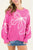Bright Pink Sweater – Flower Bow Detail, Ribbed Trim, Casual Fit